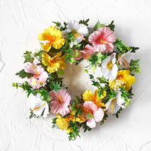NEW Tropical Floral LED Lighted Wreath 18 inches faux hibiscus battery p... - £12.47 GBP