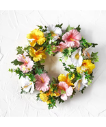 NEW Tropical Floral LED Lighted Wreath 18 inches faux hibiscus battery p... - £12.47 GBP