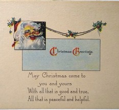 Santa Claus Christmas Postcard L&amp;E Series 4256 Postmark 1916 Holly Leaves - £10.08 GBP