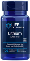Lithium Brain Memory Health 1000mcg 100 Capsule Life Extension - $14.49