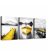 Black and white landscape Canvas Prints Wall Art Paintings seaview boat ... - £122.67 GBP