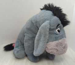 Disney store plush  gray soft Eeyore 10x15" detachable tail hangs w/ ribbon - $14.84