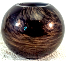 Murano Art glass Rose Bowl Black with Sparkling Lutz / Goldstone - £20.78 GBP