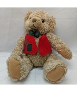 Hallmark Cards LIght Brown Teddy Bear W/Vest Red Plush Stuffed Animal 10... - $13.19 CAD