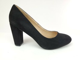 JUSTFAB Lavine Block Heel Pump Size 6.5 Black Faux Suede  - $29.95