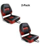 Boat Seats 2 Low Back Folding Black &amp; Red UV Treated Premium Marine Grad... - €138,39 EUR