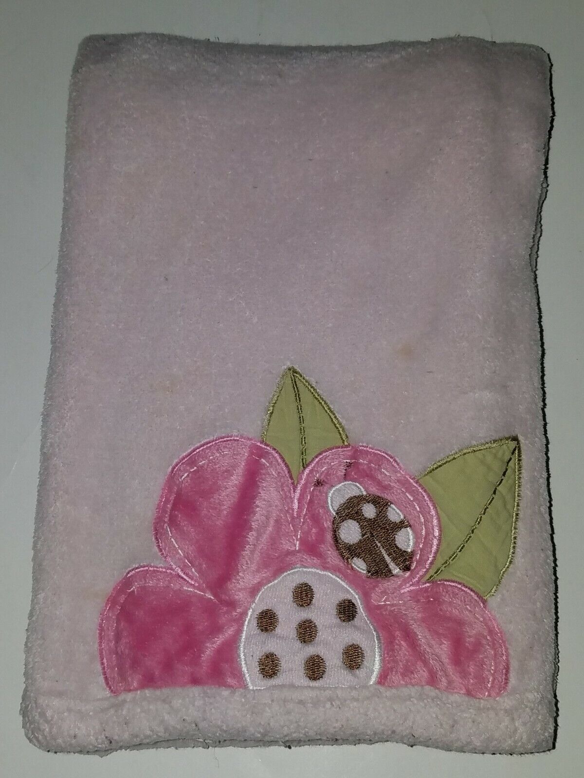 Tiddliwinks Flower Ladybug Pink Baby Blanket Lovey Fleece Girl Soft SPOTS AS IS - $16.79