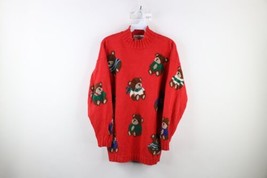 Vintage 90s Country Primitive Womens Petite Small Bear Knit Mock Neck Sw... - £35.44 GBP