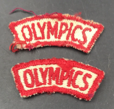 Lot of 2 VTG Boy Scouts BSA Red Olympics Curved Segment Tab Patch 1.75&quot; ... - $18.53