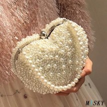  Heart Shape Evening Clutch Bags Women Designer Chic Rhinestone  Handle Black Pu - £76.95 GBP