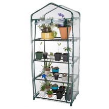 Durable 4-Tier Plant Stand Greenhouse with Zippered PVC Cover - £90.43 GBP