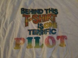 1980's Terrific Pilot N6059Q Glitter Iron-on Blue 50/50 Sportswear T Shi... - $23.77