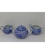 Tashiro Soten Blue White Phoenix Individual Teapot Creamer and Sugar Bowl - $59.99