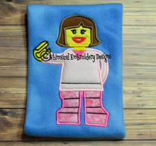Lego Girl Applique Applique Machine Embroidery Design - $4.00