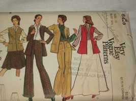Very Easy Vogue Vtg Pattern 8425 Skirt Jacket Pants Size 10 1972 70s - $24.99