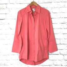 Chico&#39;s Womens size 0 Long Sleeved Tunic Shirt Blouse Hi Low Misses 4 Melon Pink - $22.49