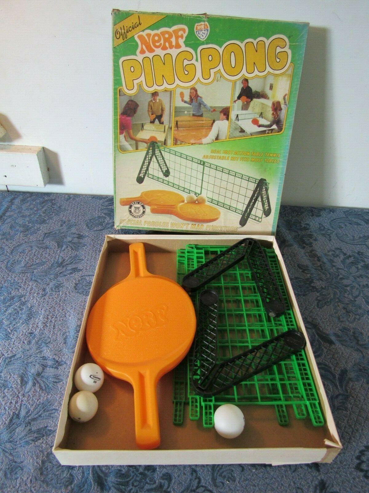 Vintage 1980&#39;s Parker Brothers Official Nerf Ping Pong Set Original Box ... - $19.90