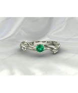 Emerald Green Gemstone Women Ring, 925 Sterling Silver Dainty Handmade  ... - $75.46 CAD
