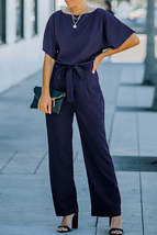 Blue Oh So Glam Belted Wide Leg Jumpsuit - £21.70 GBP+