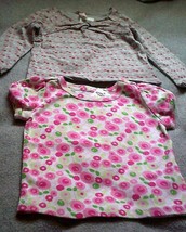 Old Navy 2 Tops Girls Pink Floral 18-24 mos./Gray Heart Print 12-18 mos.... - $12.16