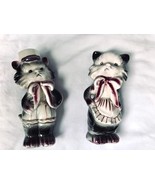 Vintage Boy &amp; Girl Cat Salt Pepper Dressed Up Bows Anthropomorphic 1940s... - $513.18 MXN