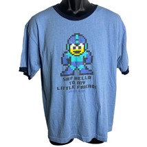 Vintage Y2K MegaMan Ringer T Shirt L Blue Short Sleeve Graphic Video Game 2003 - £55.01 GBP