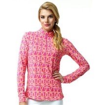 Nwt Ladies Ibkul Shiloh Pink Orange Long Sleeve Mock Golf Shirt Size Xl - £44.09 GBP