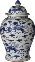Temple Jar Vase Foo Dog Colors May Vary Blue White Variable Handmade - £321.31 GBP