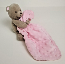 Carter&#39;s Child Of Mine Teddy Bear Lovey Pink Minky Security Blanket 5-1/... - $11.87