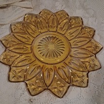 Federal Glass Yellow Starburst Petal Sunflower Serving Dish Amber Gold P... - $221.43 MXN