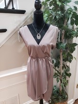 H&amp;M Womens Taupe Faux Wrap Polyester Sleeveless V Neck Knee Length Dress Size 10 - £22.54 GBP