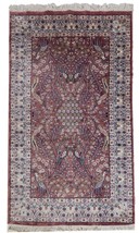 3 x 5 Copper Birds Flowers Plush Feel Indian Silk Handmade Rug - £409.64 GBP