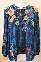 Johnny Was Francisca Embroidered  Long Sleeve Blouse Sz-XL Multicolor Floral - £152.68 GBP