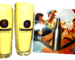 SIX (6) Lowenbrau Munich German Beer Glasses &amp; Löwenbräu Bottle Opener - $39.95