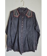 Rock 47 By Wrangler Black Long Sleeve Button Up Western Rodeo Shirt XL - $437.24 MXN