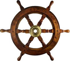 Nautical Wooden Ship Wheel Ships Steering Wheel Boat Wheel Pirate Ship W... - $57.82+