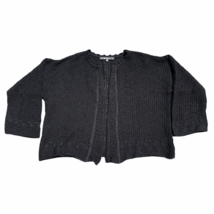 SOL Cardigan Sweater Womens S Black Open Knit Ribbed Baggy Draped Long S... - $37.39