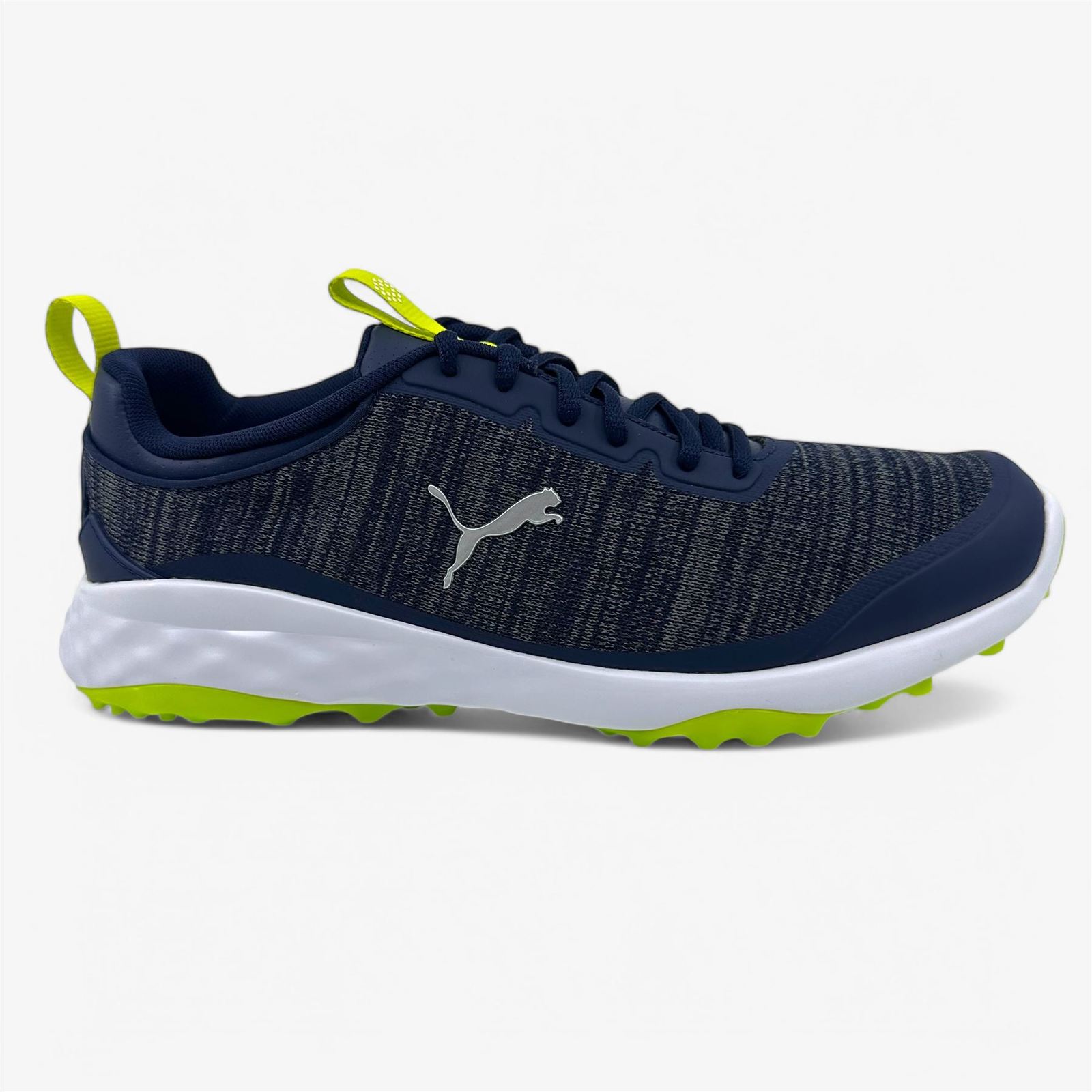 PUMA Fusion Pro Navy Silver Lime Mens Extra Wide Spikeless Golf Shoes - $74.95