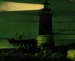 Winter Island Lighthouse by Moonlight Salem Willows MA 1912 DB Postcard - $12.82