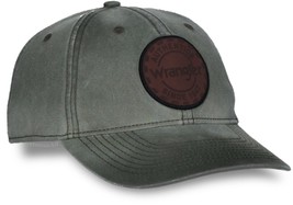 Wrangler Leather Patch Pigment Dyed Cotton Twill Olive Cap for Men - £15.97 GBP