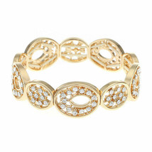 Gloria Vanderbilt Ladies Stretch Bracelet Clear Stones Gold Tone 7.5 Inch New - $17.79