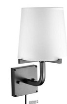 Valerie 1-Light Dark Bronze Plug-In or Hardwire Wall Sconce with White Shade - £24.54 GBP