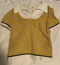 Vintage Yellow And White Women’s Zip Up Top Large Sh2 - £7.64 GBP