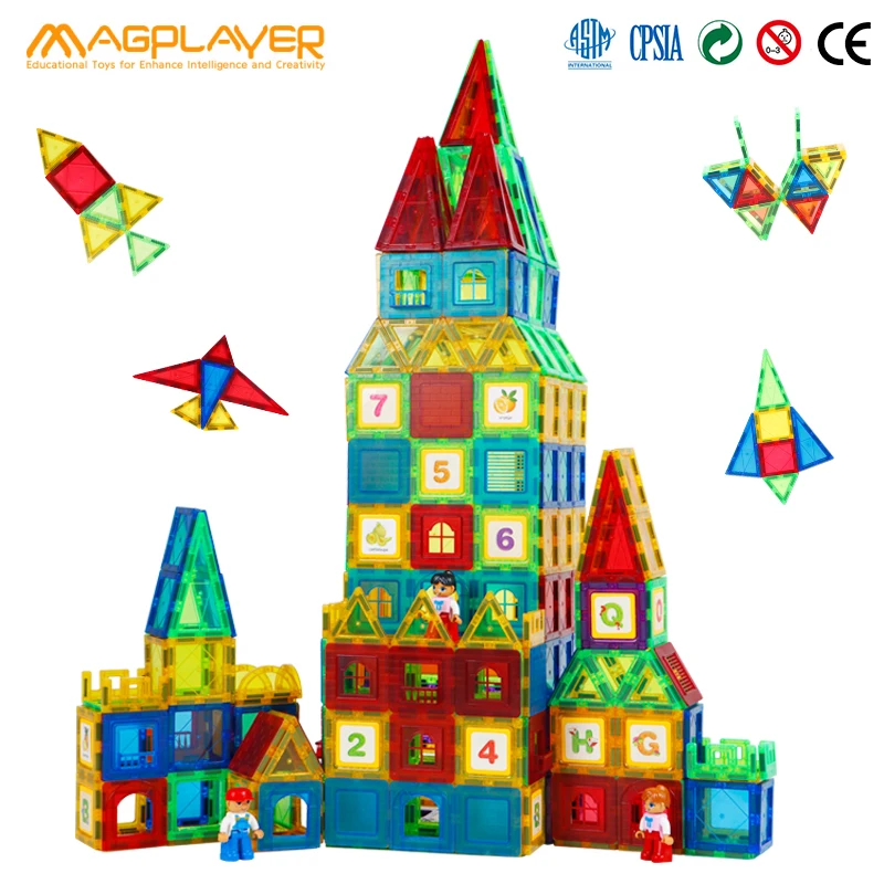 Magnetic Building Blocks Construction Set Children Toy Magnet Block Tiles - £18.79 GBP+