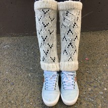 Alpaca Leg Warmers - Women&#39;s Soft Warm Hand Knit White Wool Leggings - £39.95 GBP