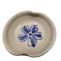 2003 Williamsburg Pottery WPF Salt Glaze Cobalt Blue Floral Trinket Dish... - $10.88