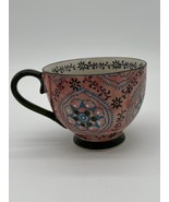 Yokohama Style Hand Painted Coffee Mug Tea Cup Floral Design Pink Blue - $14.03