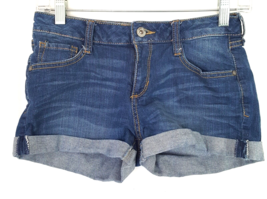 Arizona Jeans  Shirts Juniors Size 5 Stretch Blue Denim Pockets Cuffed Hems - £11.02 GBP