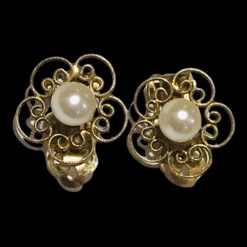 Primary image for Vintage  Winard 12K Gold Filled Pearl EARRINGS clip on