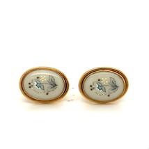Vintage 14k Gold Filled Lenox Hand Paint Porcelain Windsong Screw Post Earrings - £38.77 GBP
